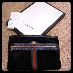 Authentic Gucci Ophidia Black Suede Pouch